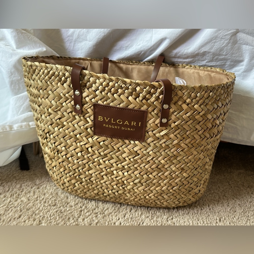 Bulgari Woven Tote in Tan and Brown